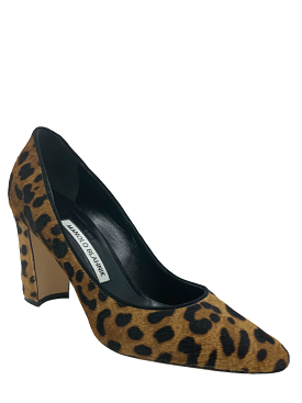 Manolo Blahnik Tucciototo Leopard-Print Calf Hair Pumps Size 7