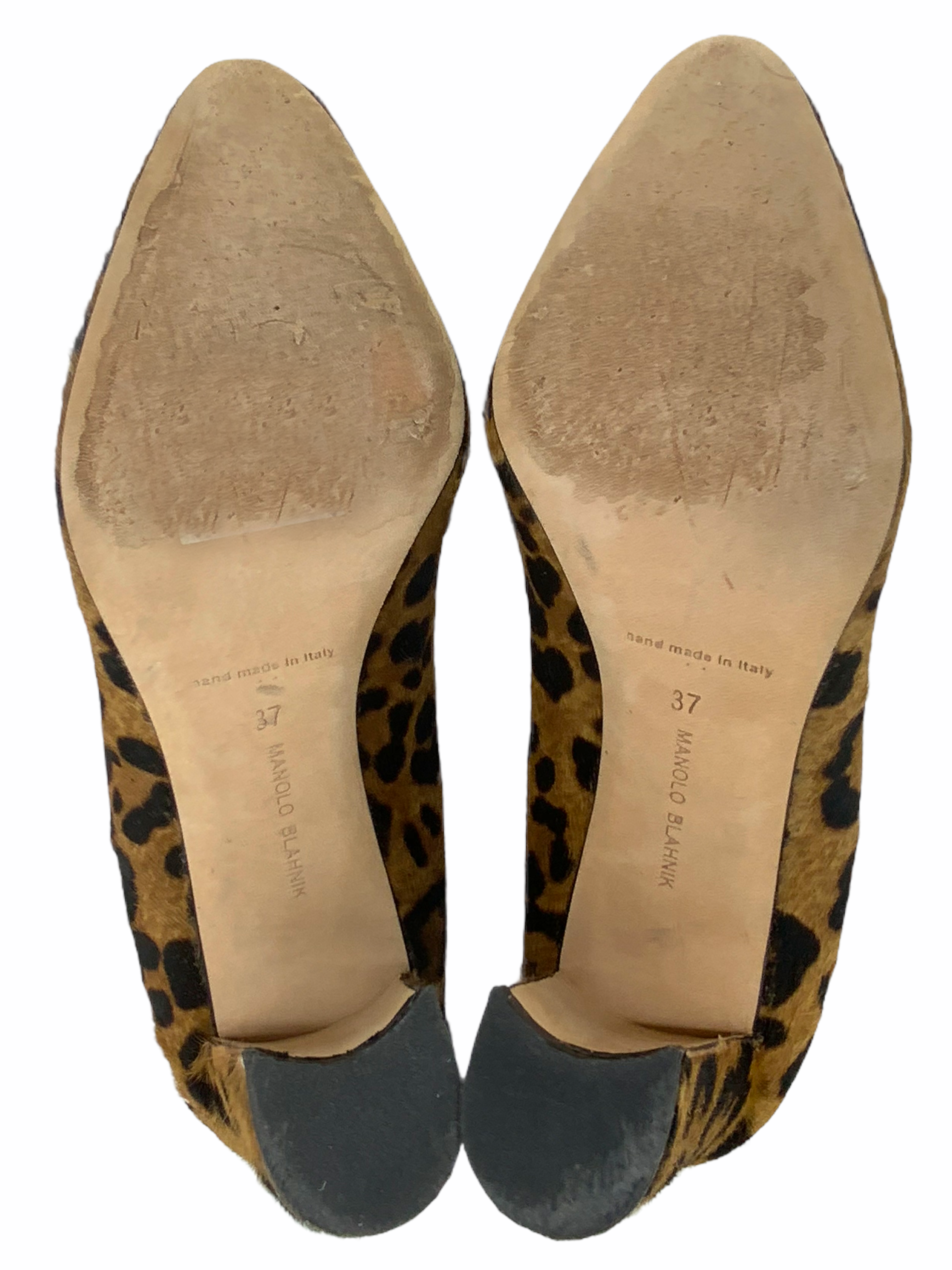 Manolo Blahnik Tucciototo Leopard-Print Calf Hair Pumps Size 7