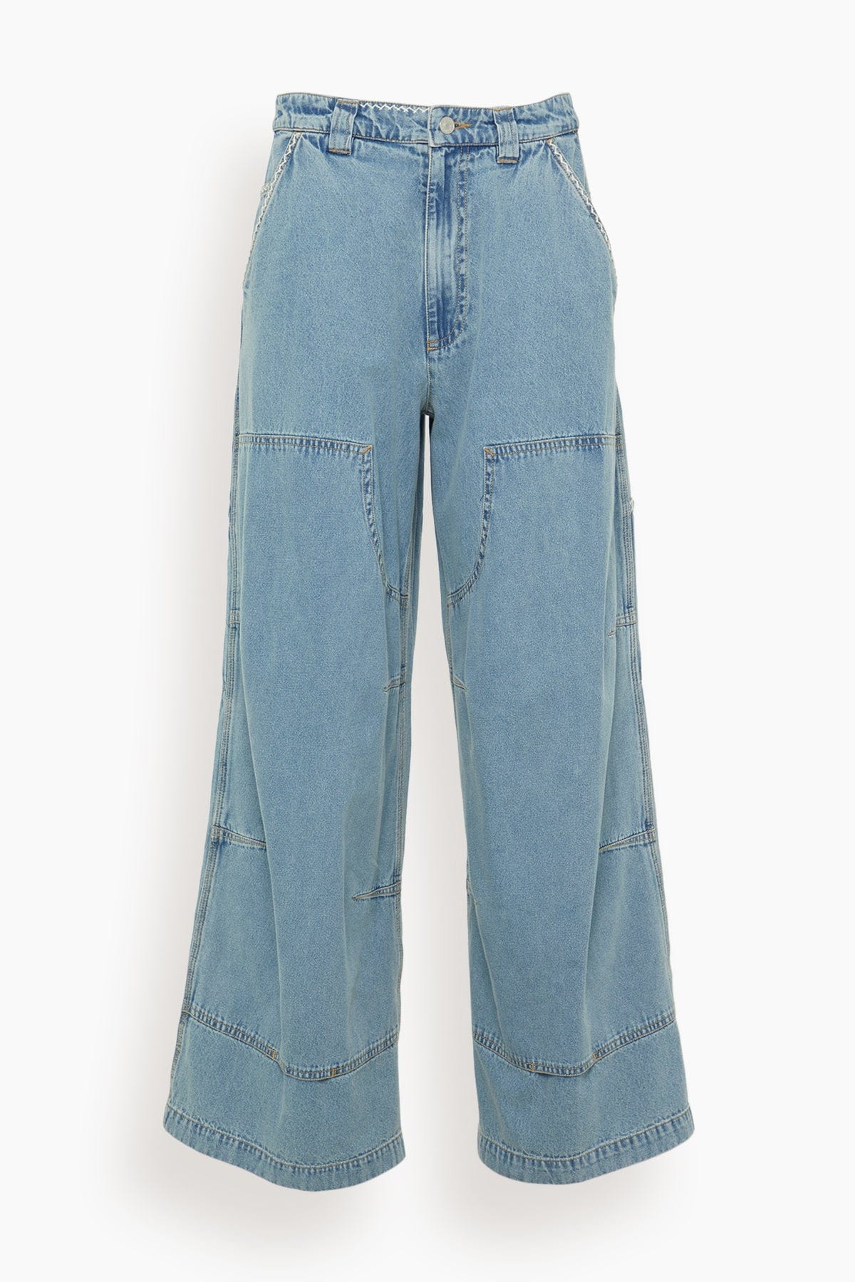 Marion Mended Denim Pant in Blue