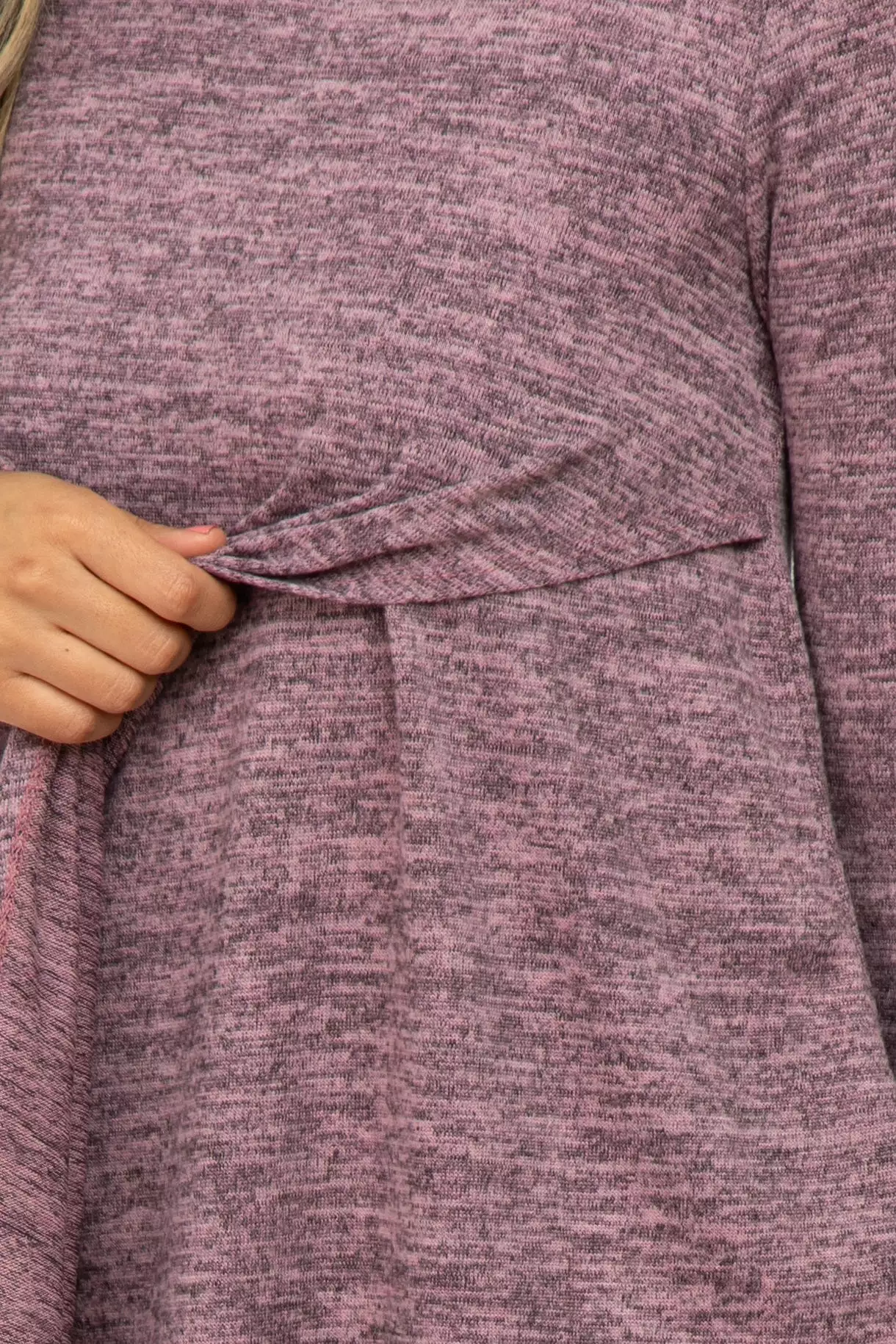 Mauve Heather Knit Layered Front Nursing Top