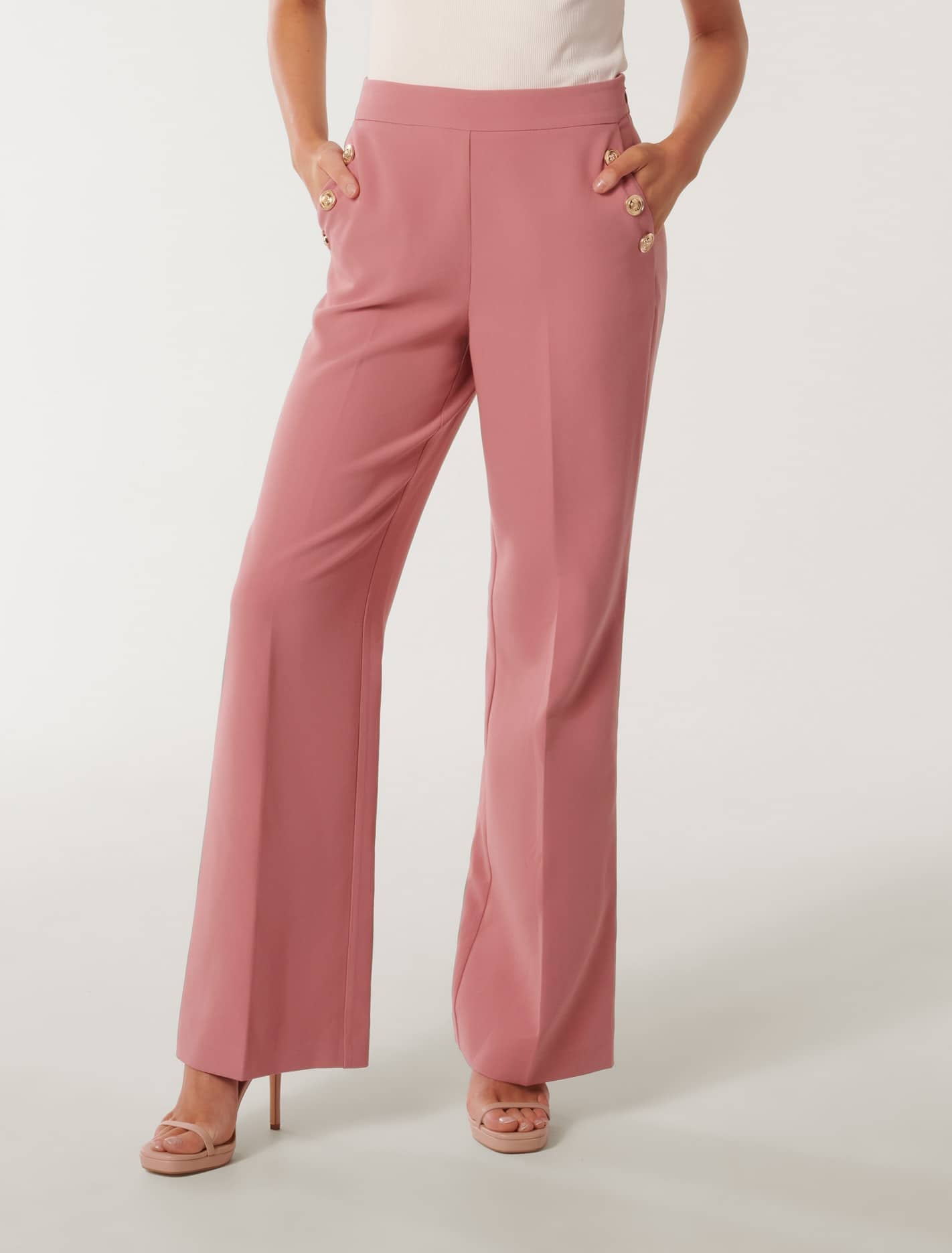 Megan Button Wide Leg Pants