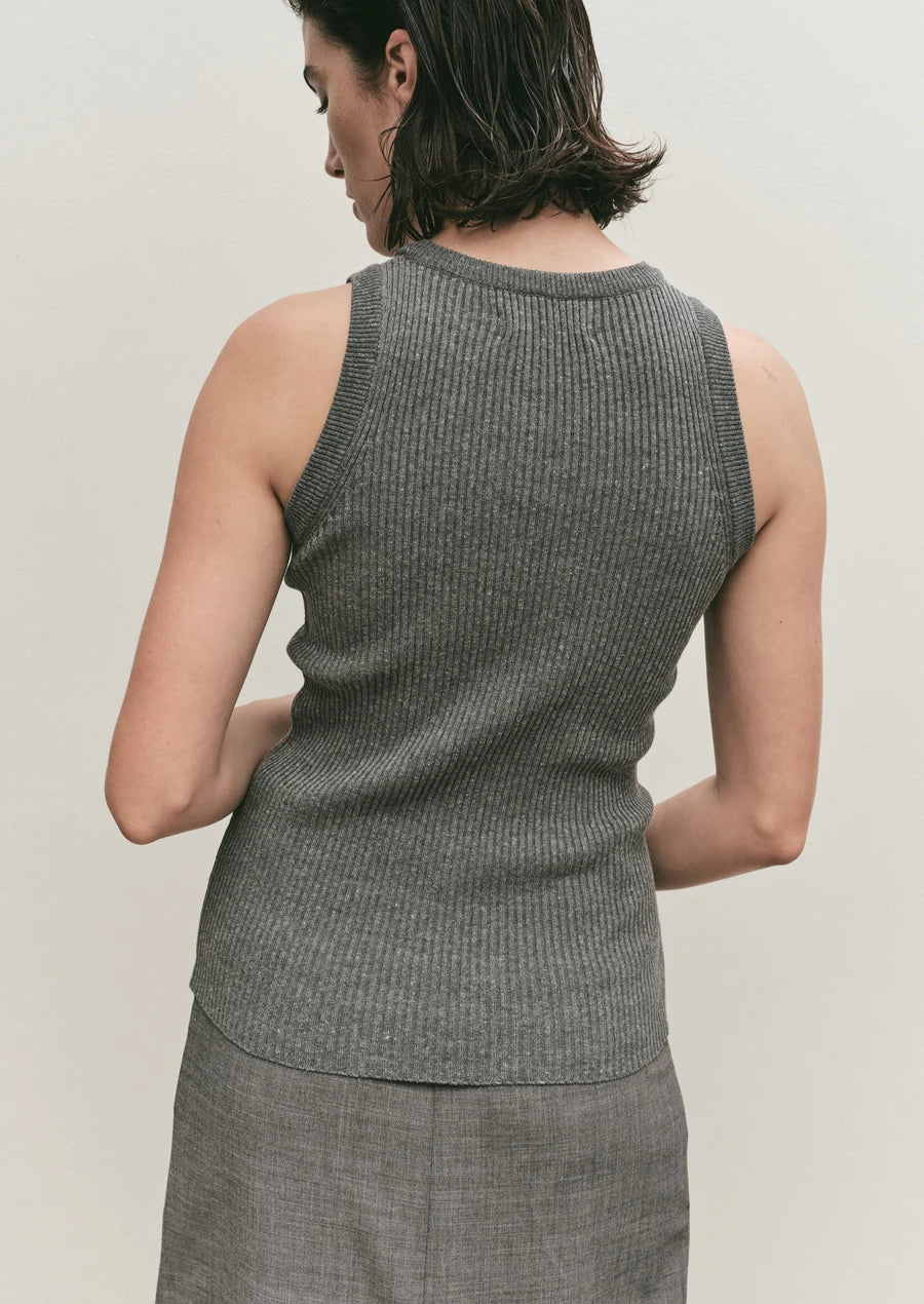 Mijeong Park Ribbed Knit Tank Top in Gray