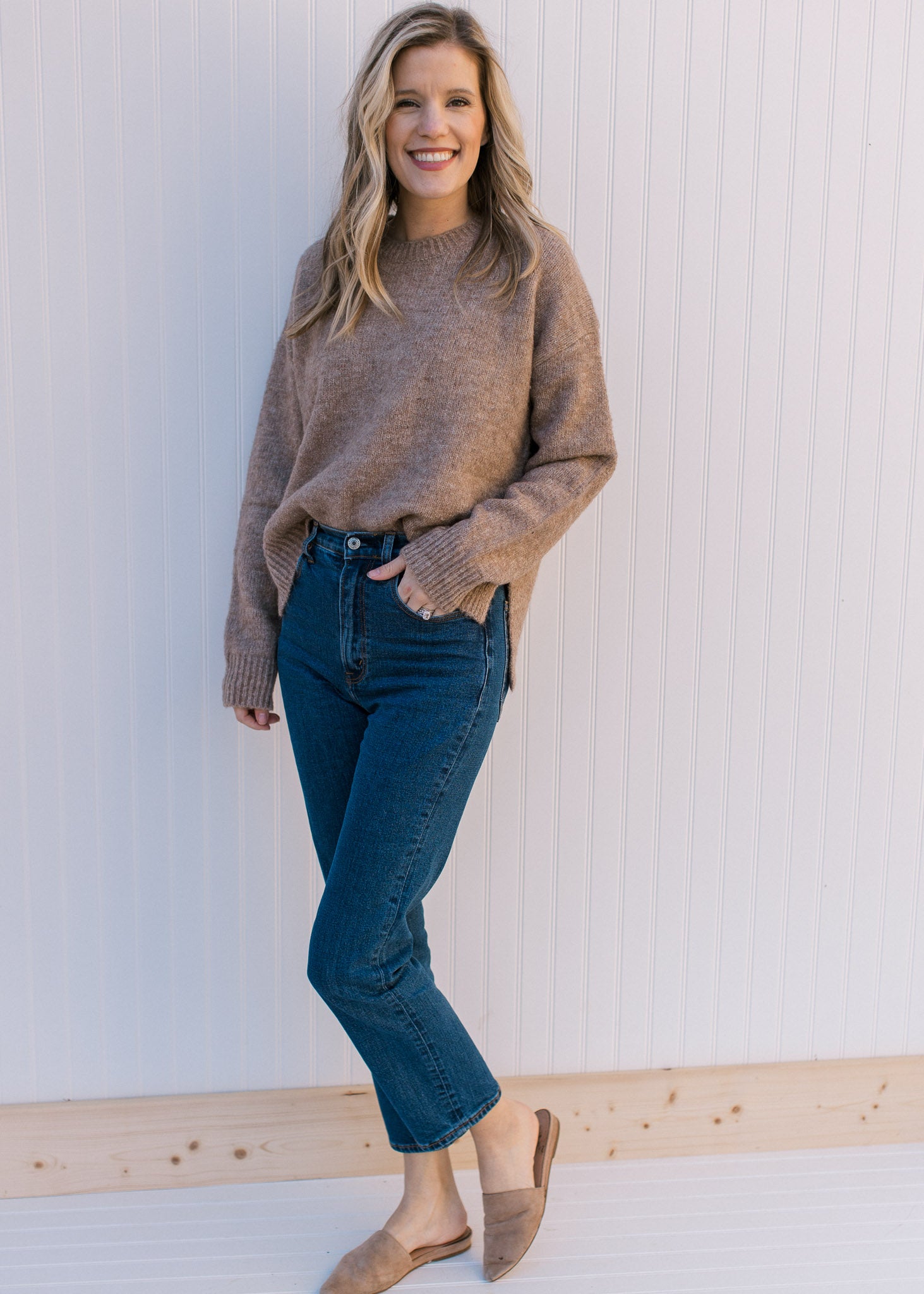 Mocha Round Neck Sweater