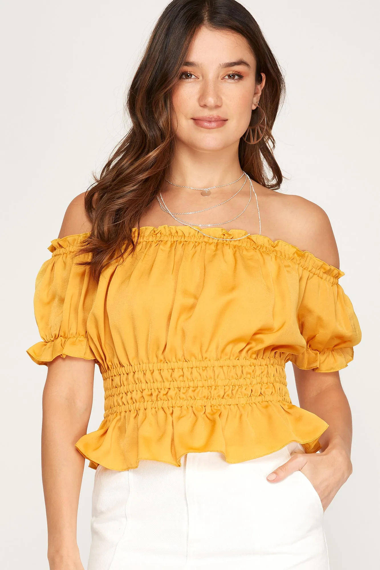 Off The Shoulder Satin Top