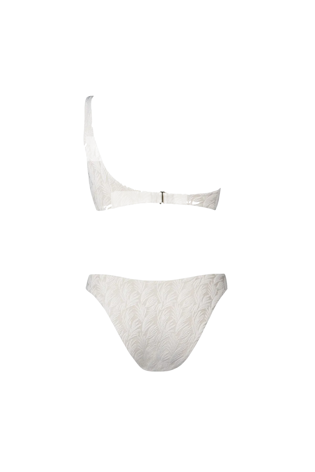 One-Shoulder Bikini in Ivory Palms - Top