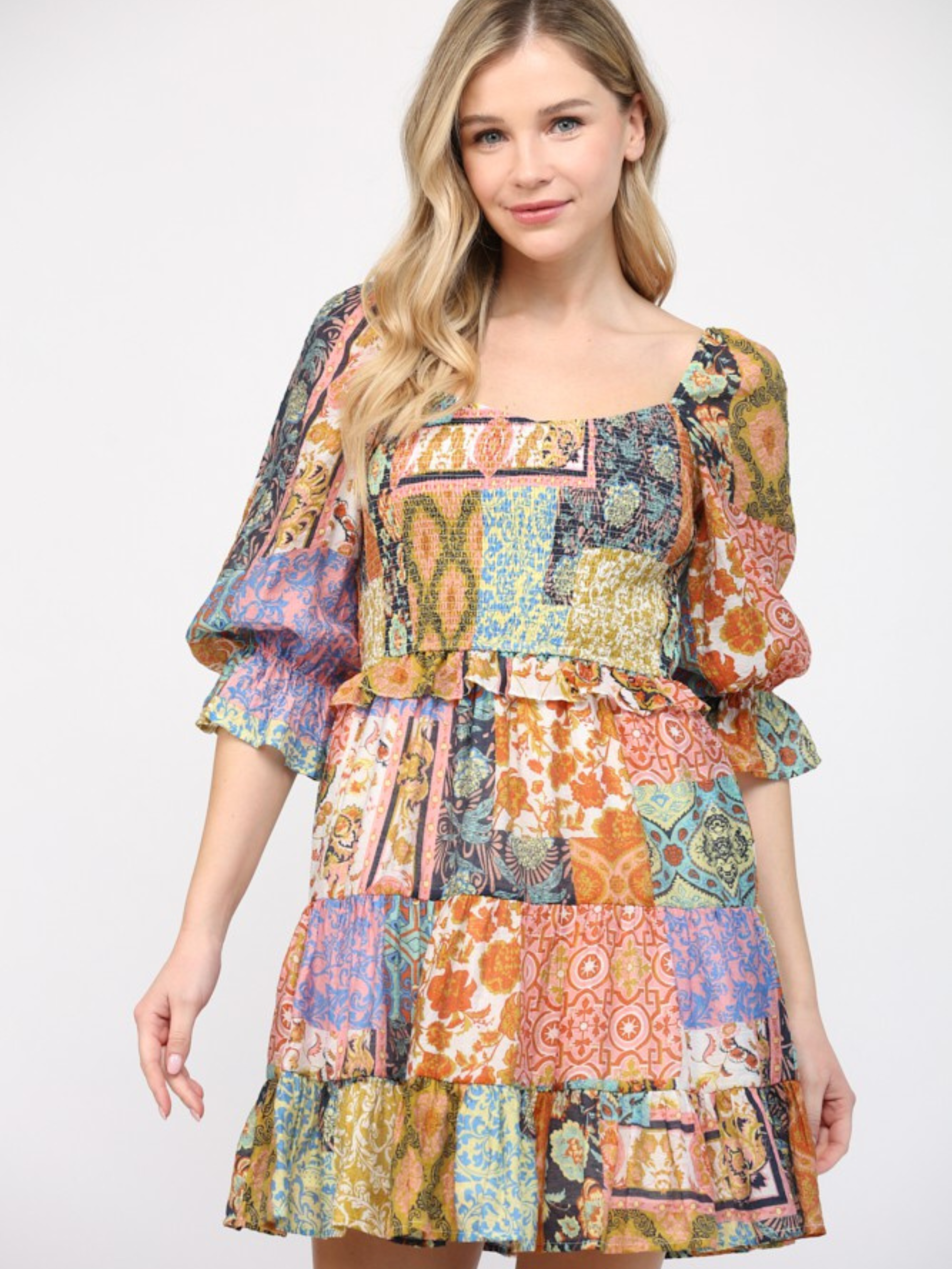 Patchwork Print Dress