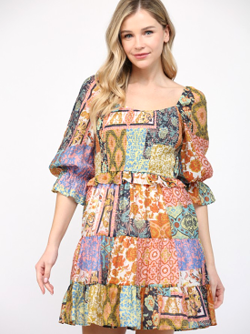 Patchwork Print Dress