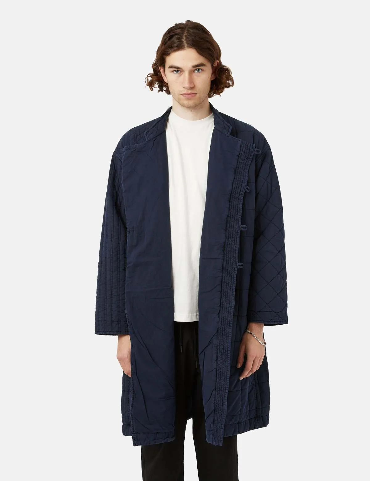 Patchwork Quilted NORAGI Coat - Navy Blue