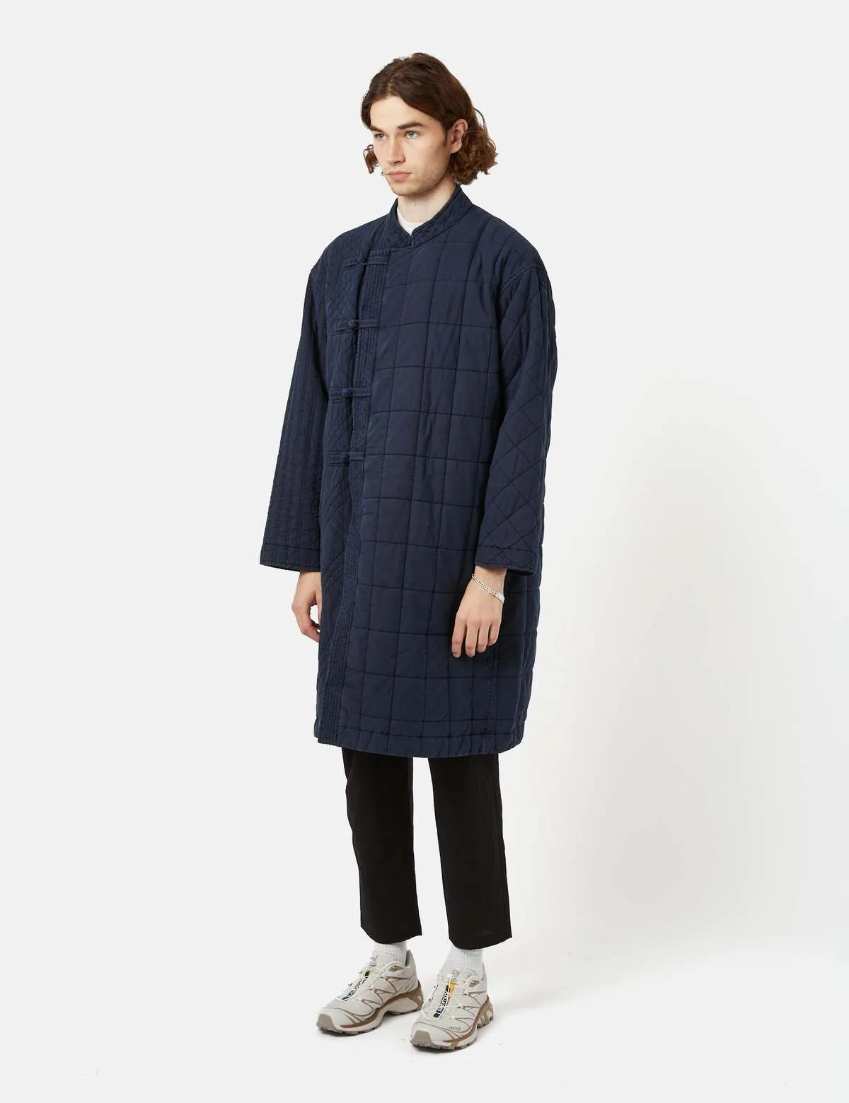 Patchwork Quilted NORAGI Coat - Navy Blue