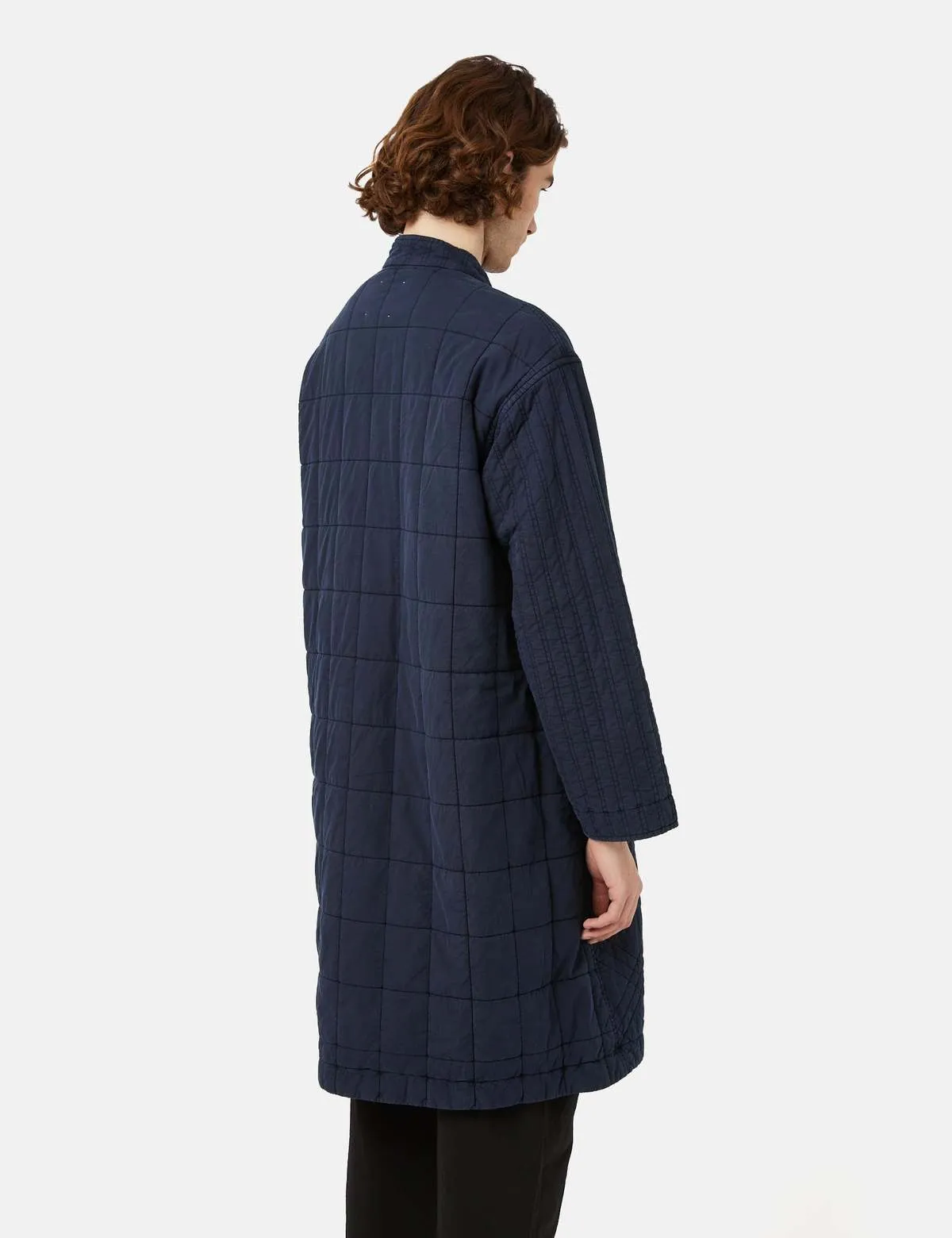 Patchwork Quilted NORAGI Coat - Navy Blue