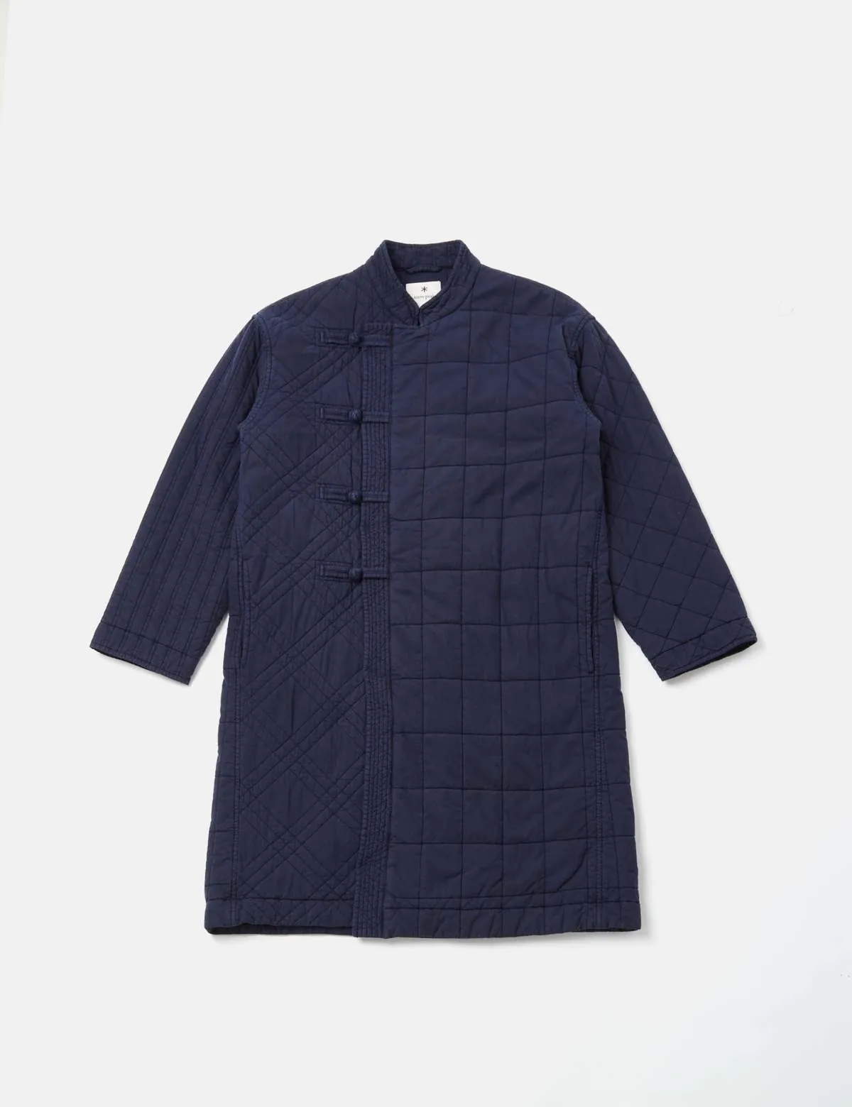 Patchwork Quilted NORAGI Coat - Navy Blue