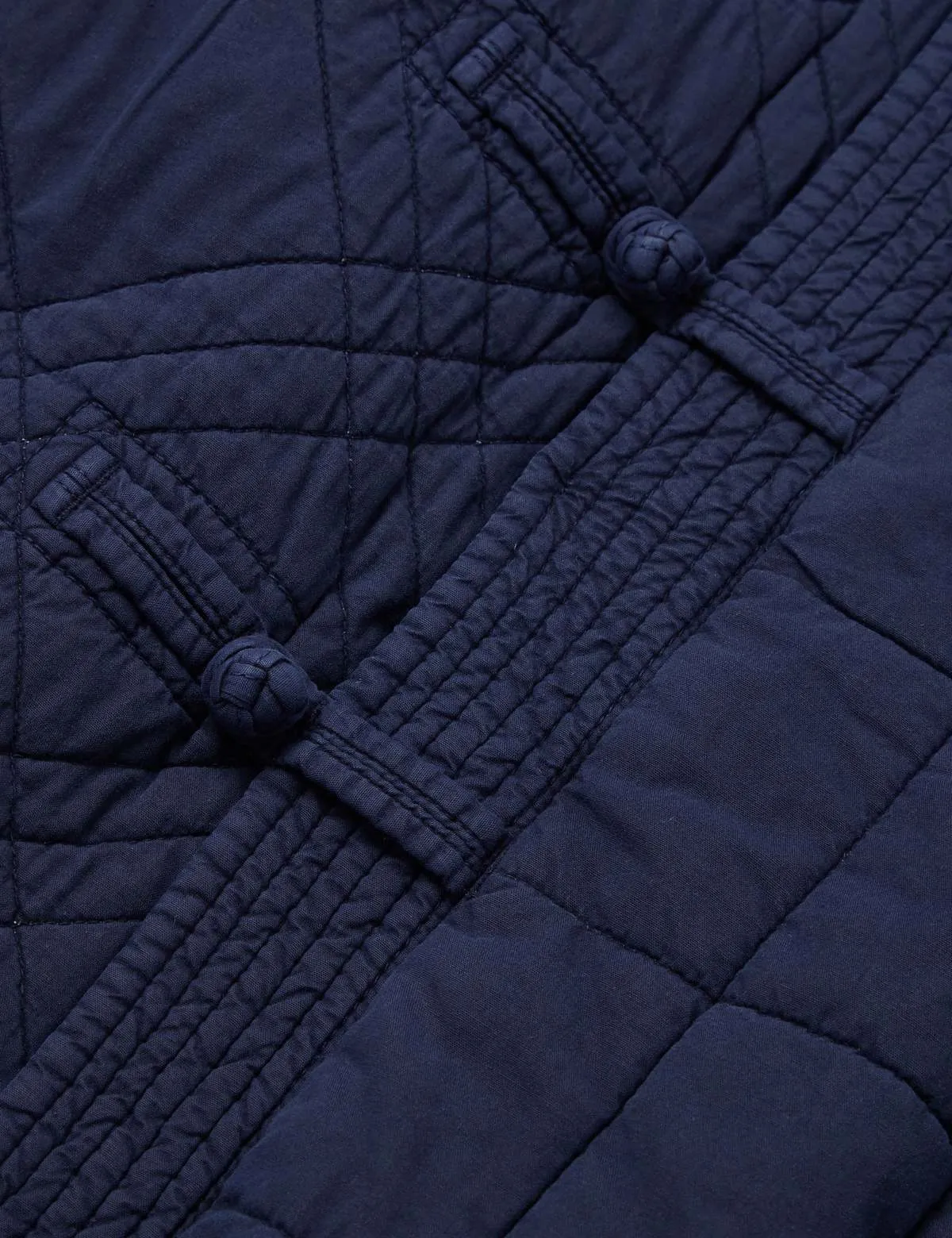 Patchwork Quilted NORAGI Coat - Navy Blue