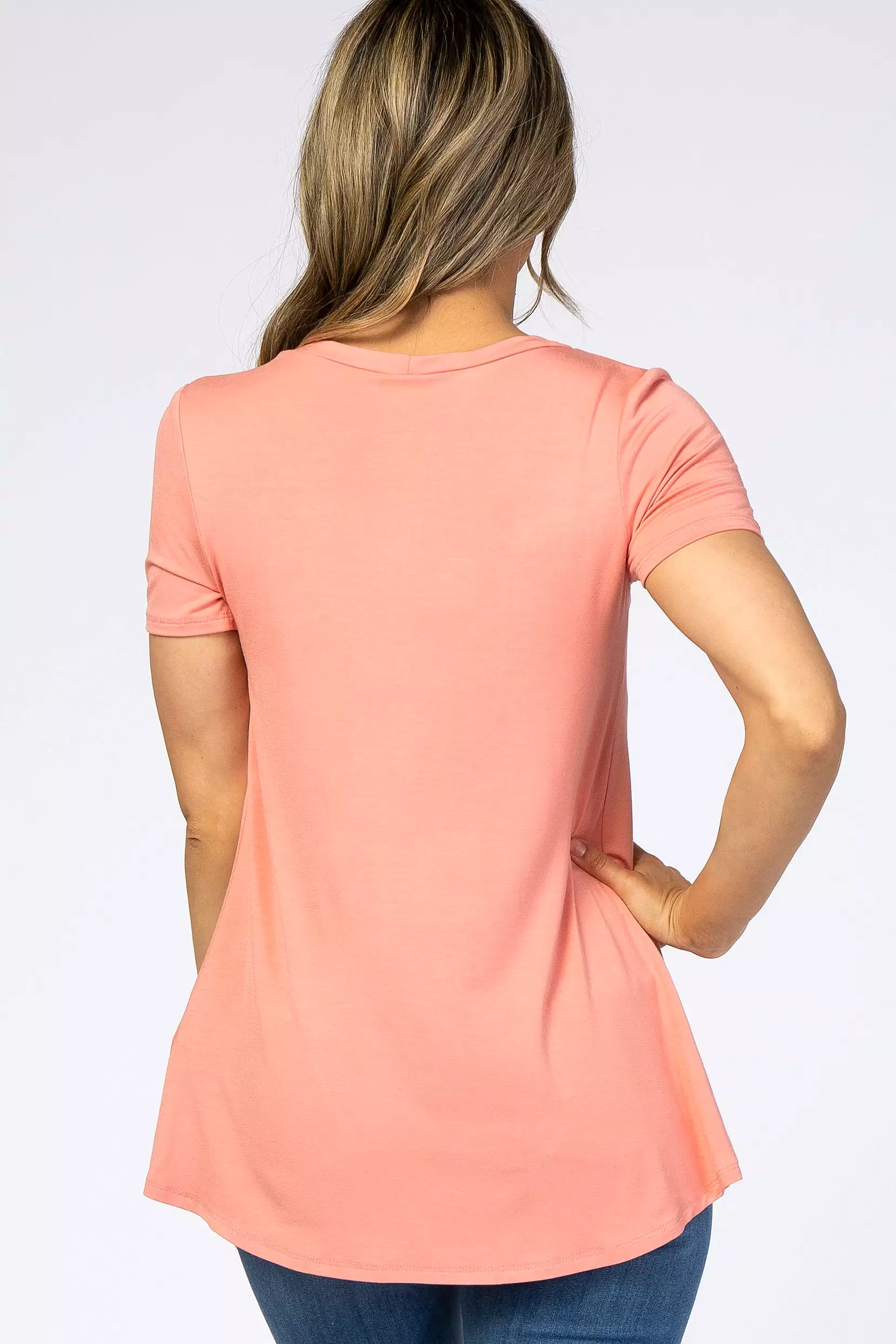 Peach Layered Wrap Front Nursing Top