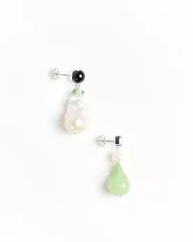 Peat Pearls/Onyx Earrings