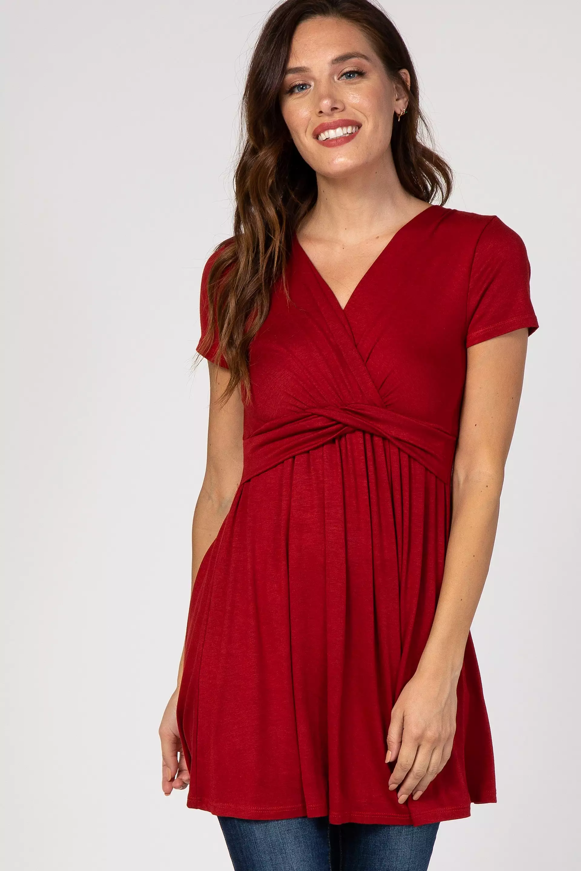 PinkBlush Rust Draped Front Nursing Top