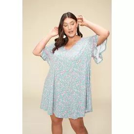 Plus Size Spring Floral Printed Lovely Swing Dress