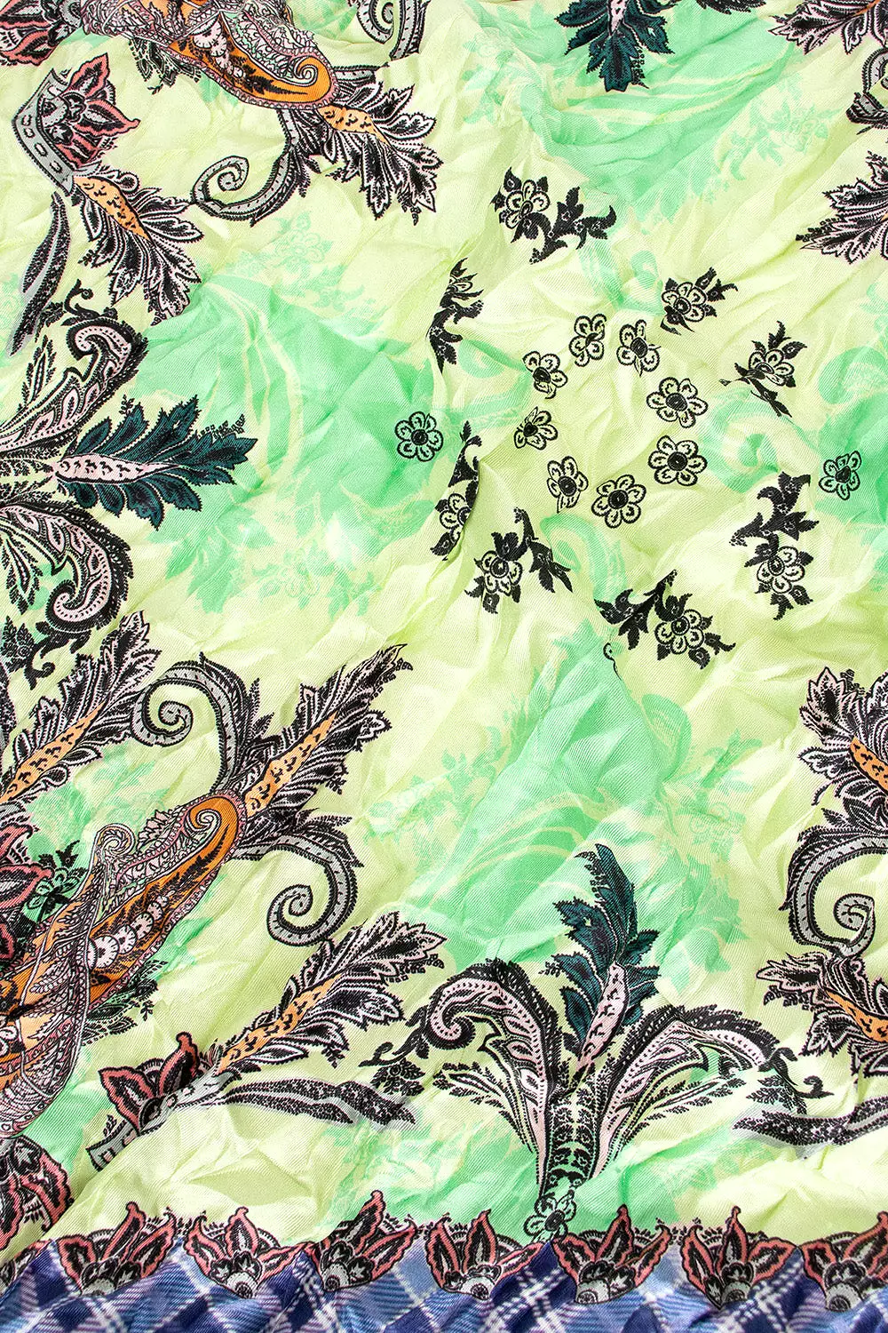 Printed Silk Scarf Green/Blue