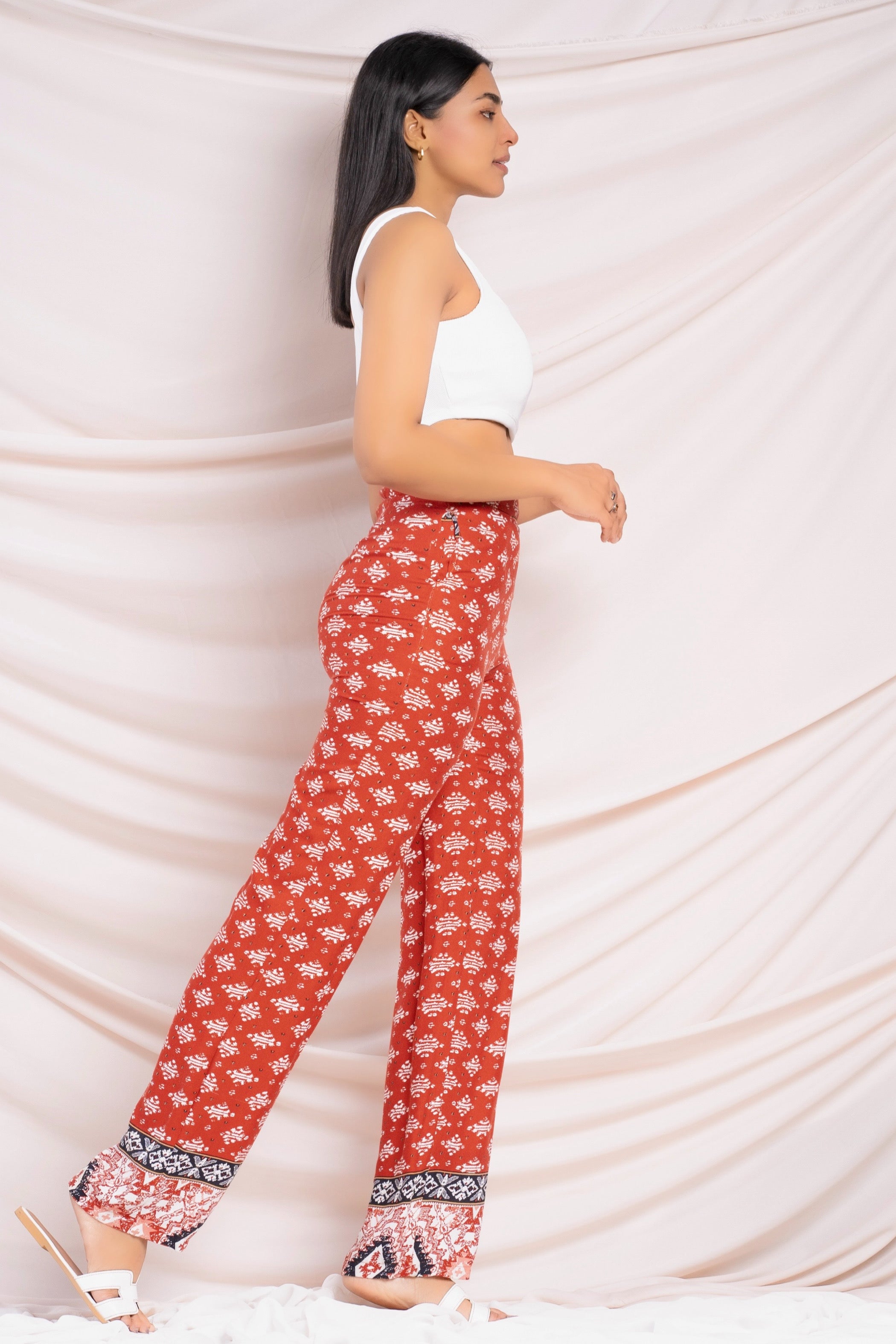 Printed Wide Leg Pants