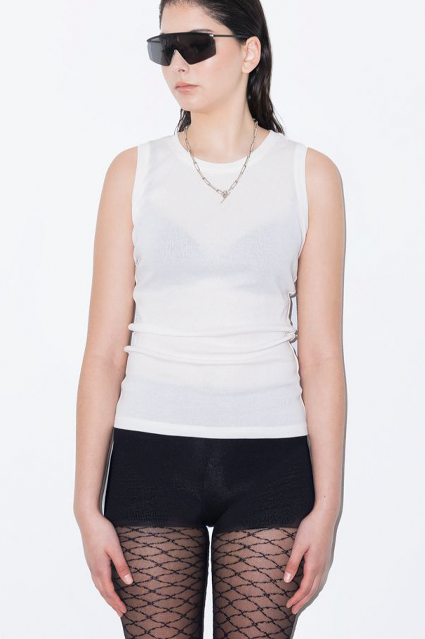 Ribbed Tank | White