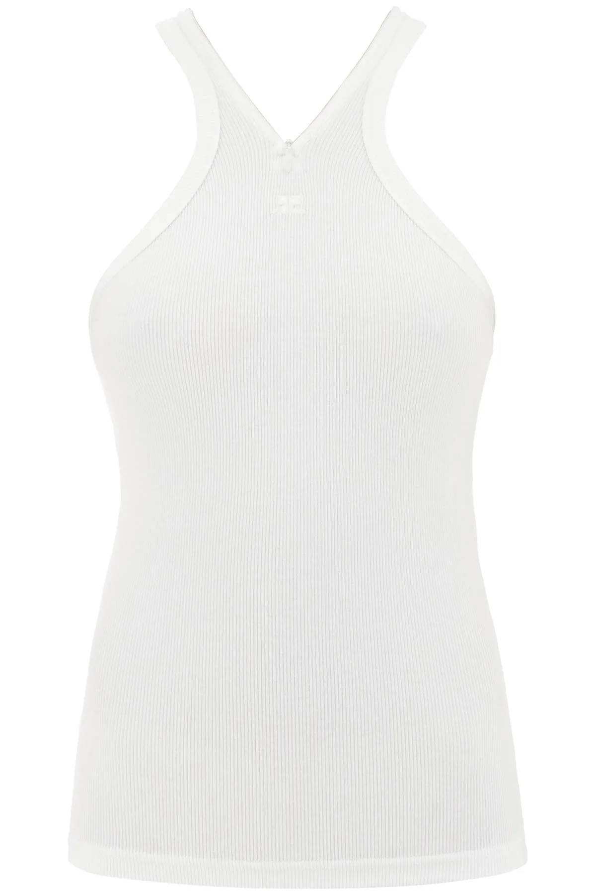 ribbed tank top with zipper on the neckline 324JDE079JS0121 HERITAGE WHITE