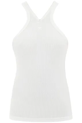 ribbed tank top with zipper on the neckline 324JDE079JS0121 HERITAGE WHITE