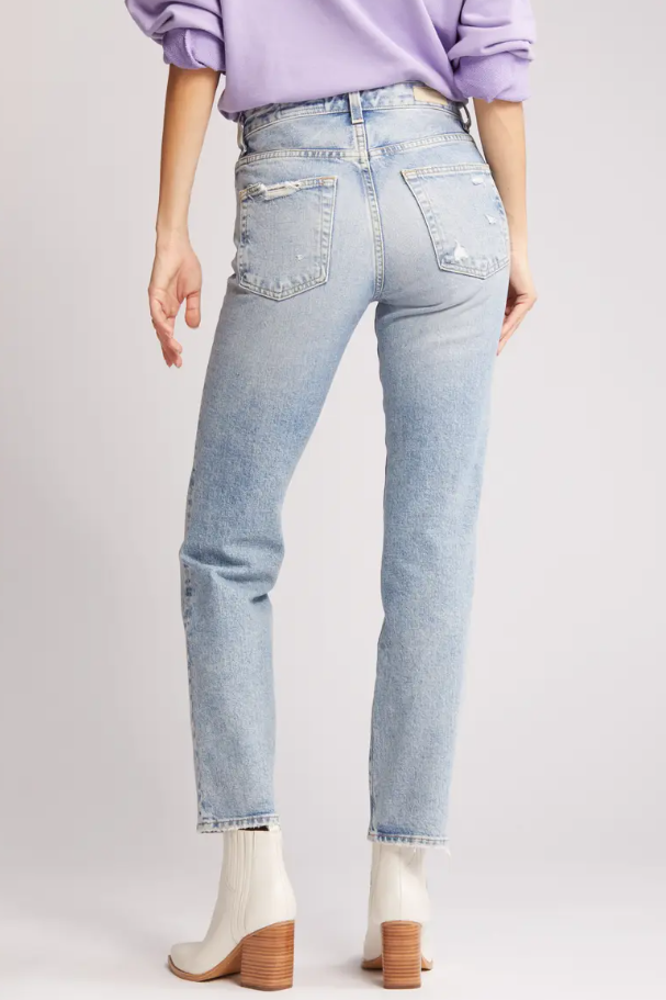 Saige Distressed Ankle Straight Leg Jeans- Apparition