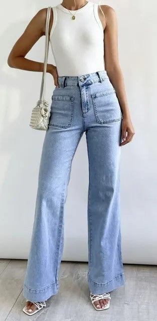 Sailor Wide Leg Pocket Jeans - Light Blue