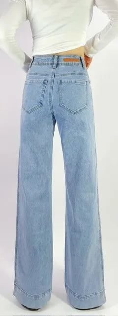 Sailor Wide Leg Pocket Jeans - Light Blue