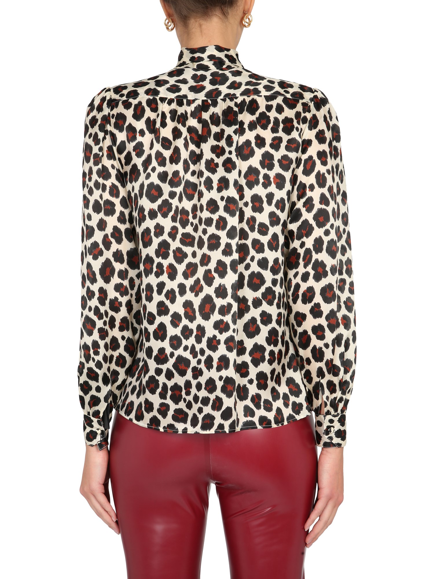 SAINT LAURENT    LEOPARD PRINT SILK MUSLIN SHIRT