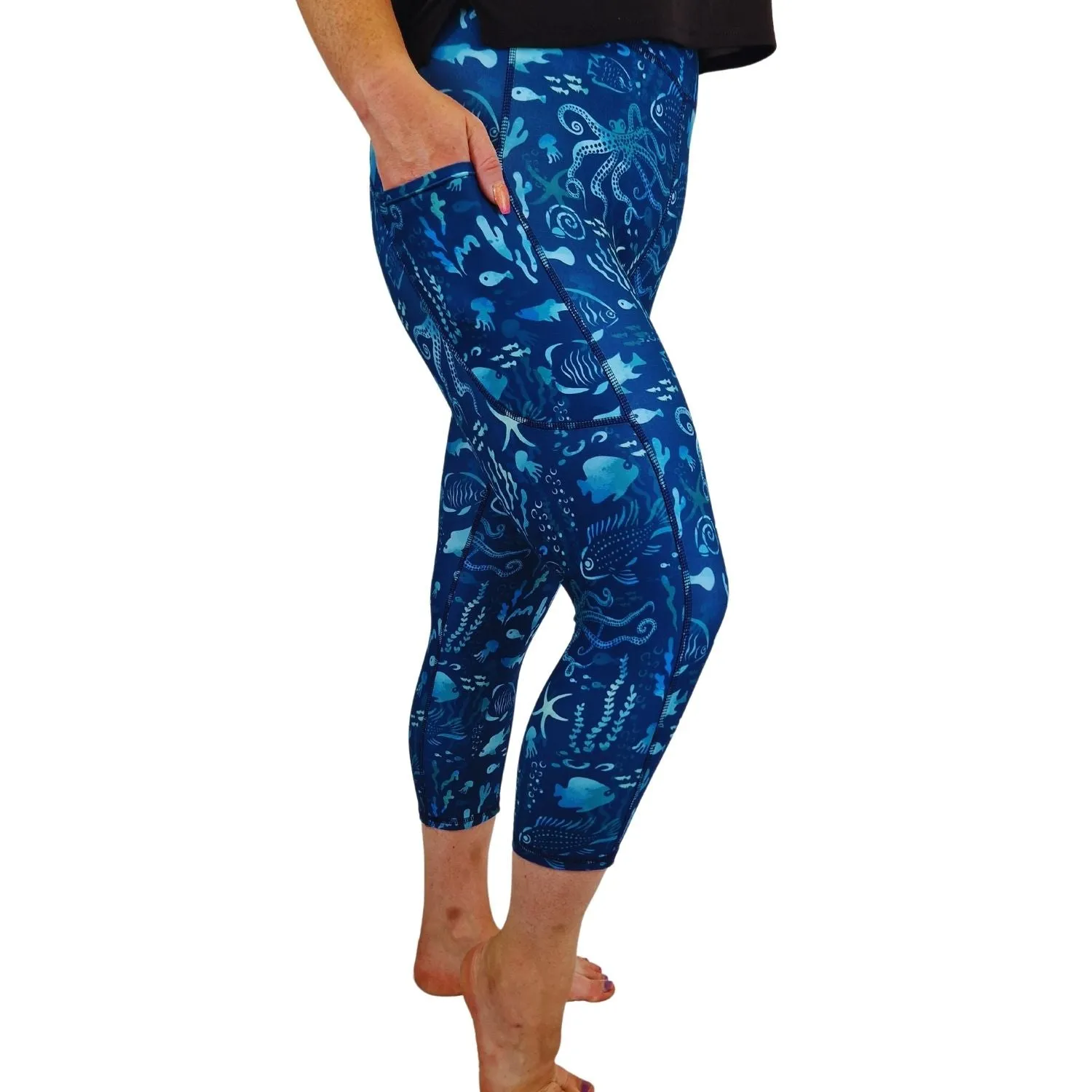 SCULPT Yoga Capri Leggings - Ocean Blue