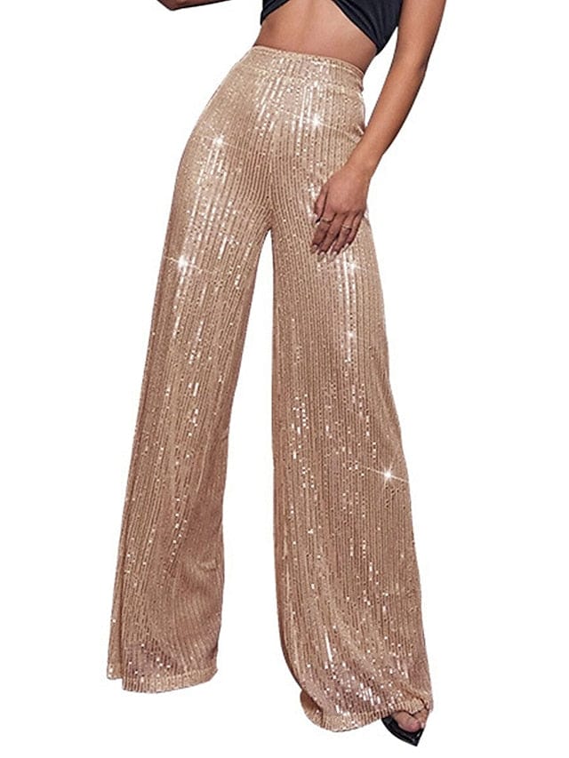 Sequin Wide Leg Pants for Elegant Party and Street Style