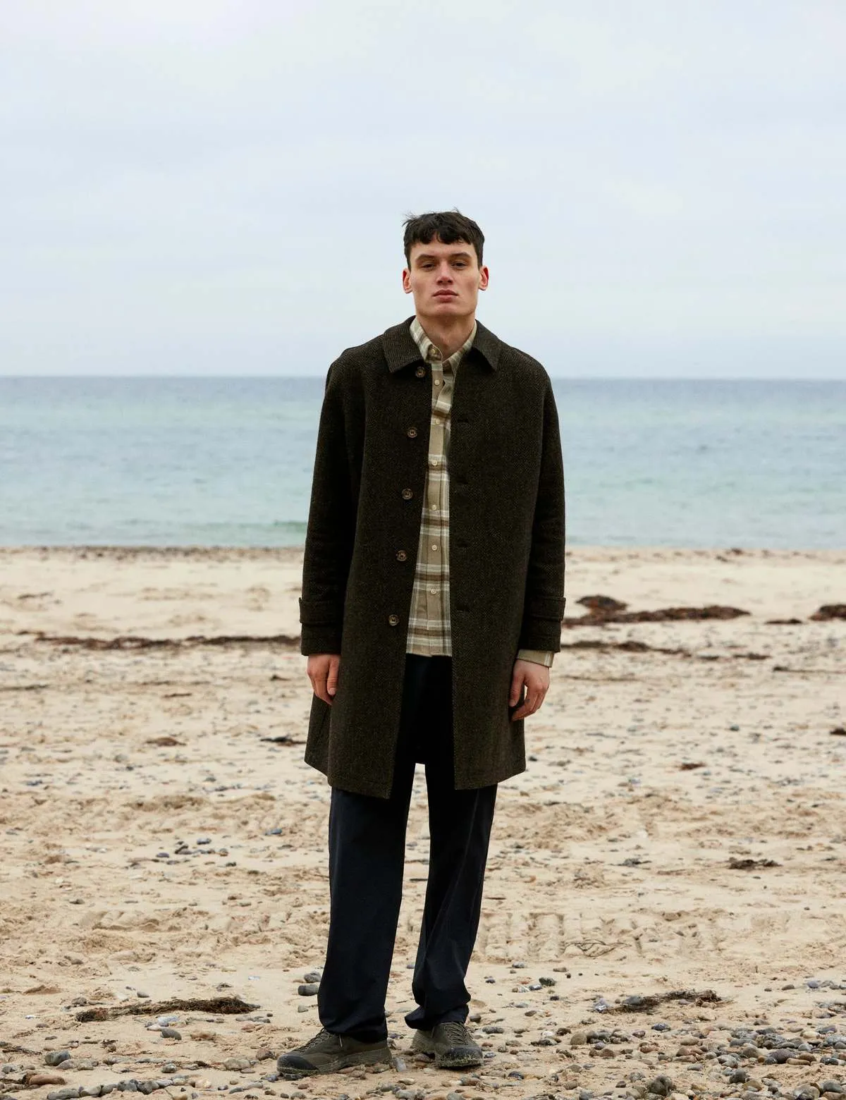 Shelter Wool Long Coat - Black/Army