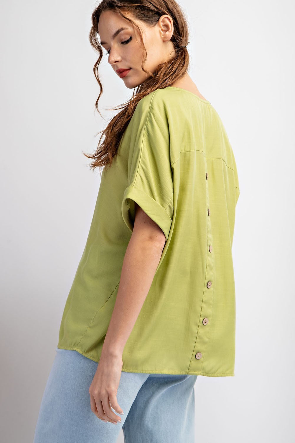 Short Sleeve Faux Button Down Top