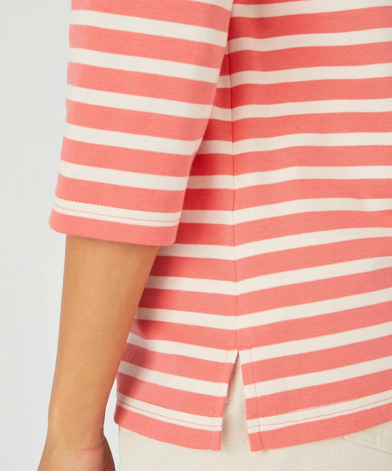 Skin Soft Striped Boat Neck Cotton Top