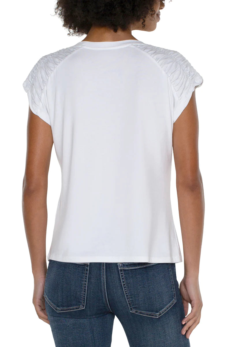 Smocked Shoulder Raglan Knit Top- Liverpool-2 colors