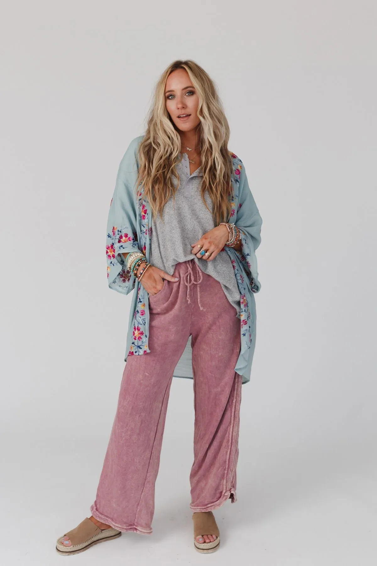 So Comfy Wide Leg Pant Full Length - Mauve