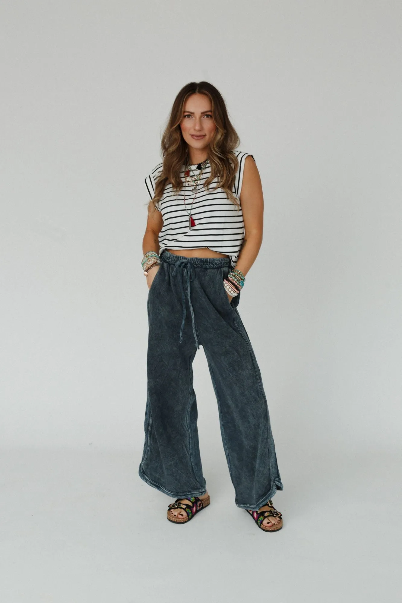 So Comfy Wide Leg Pant Petite Length - Navy