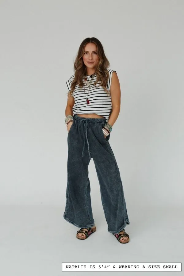 So Comfy Wide Leg Pant Petite Length - Navy