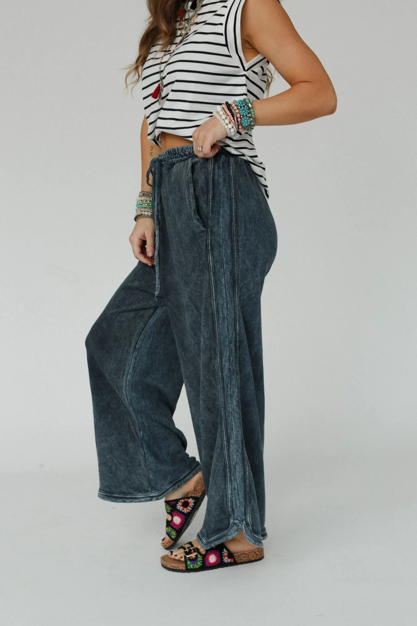 So Comfy Wide Leg Pant Petite Length - Navy