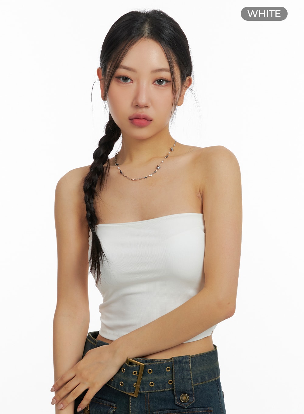 Solid Strapless Crop Top CF426