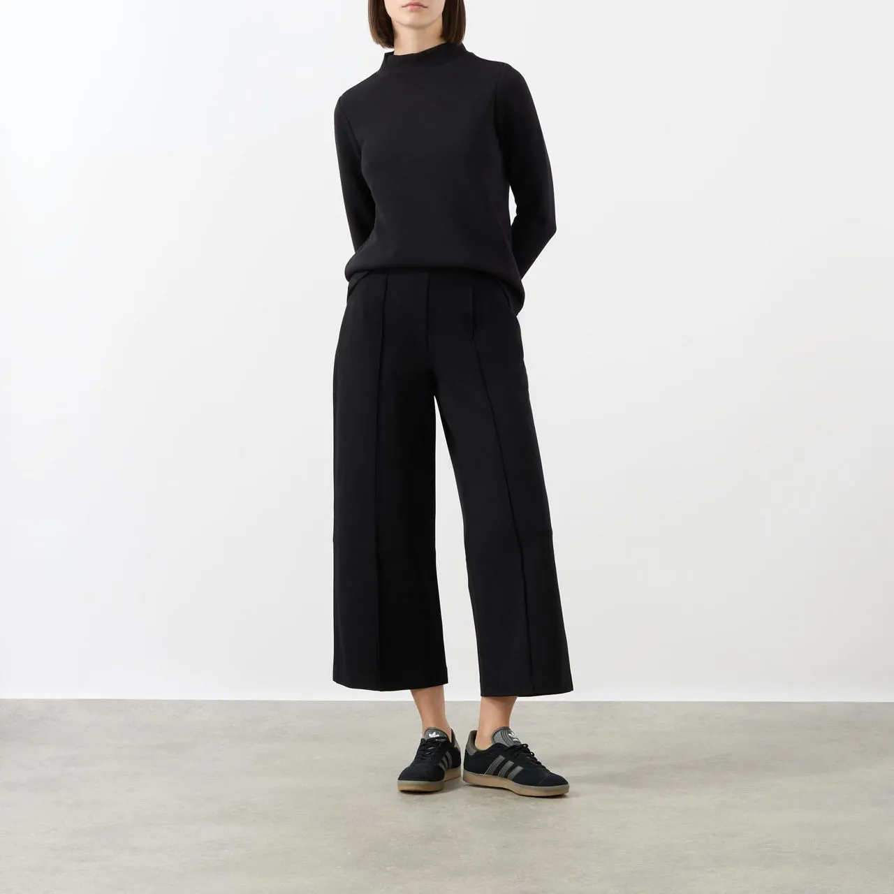 SPANX Ponte Cropped Wide Leg Pant - Black