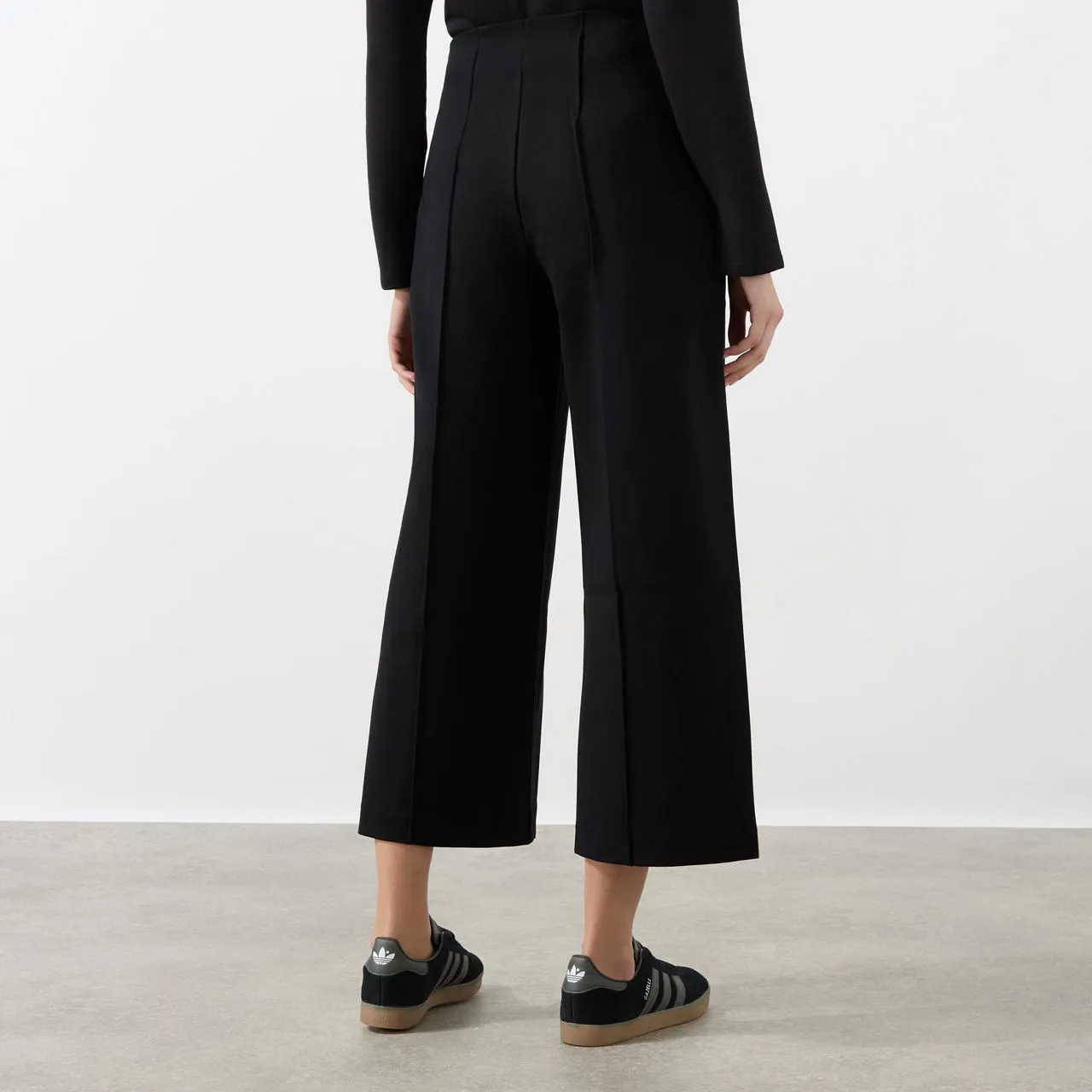 SPANX Ponte Cropped Wide Leg Pant - Black