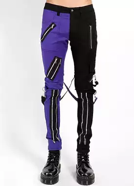 SPLIT LEG PURPLE/BLACK BONDAGE PANT