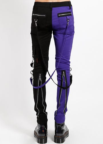 SPLIT LEG PURPLE/BLACK BONDAGE PANT