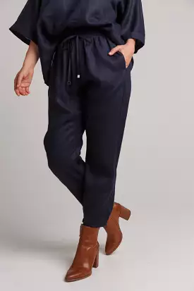 Studio Relaxed Linen Pant - Navy