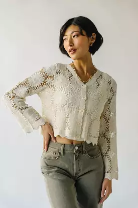 The Downey Crochet Cardigan in Natural