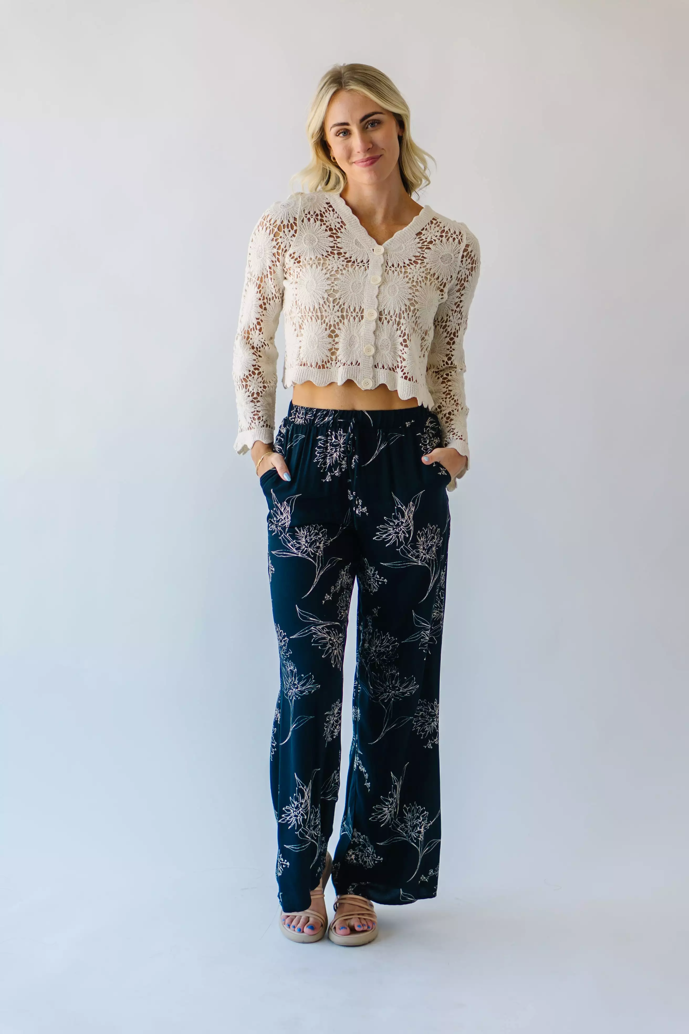 The Downey Crochet Cardigan in Natural