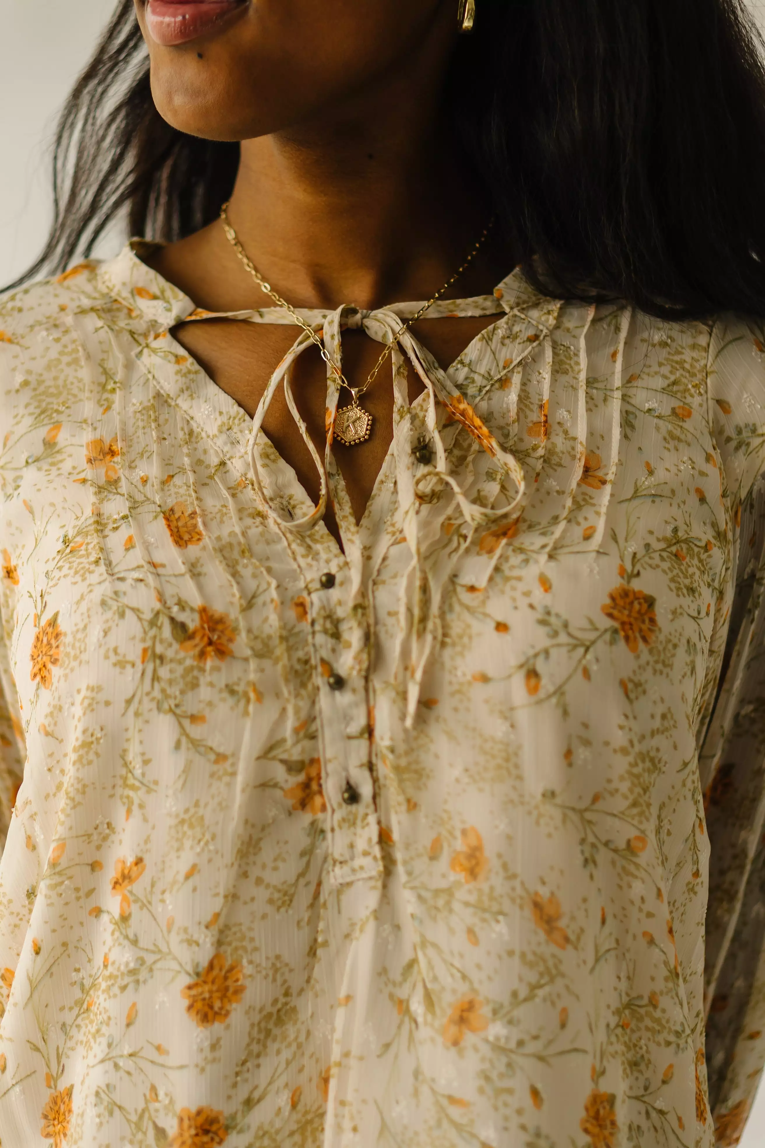 The Lockport Balloon Sleeve Blouse in Cream Multi