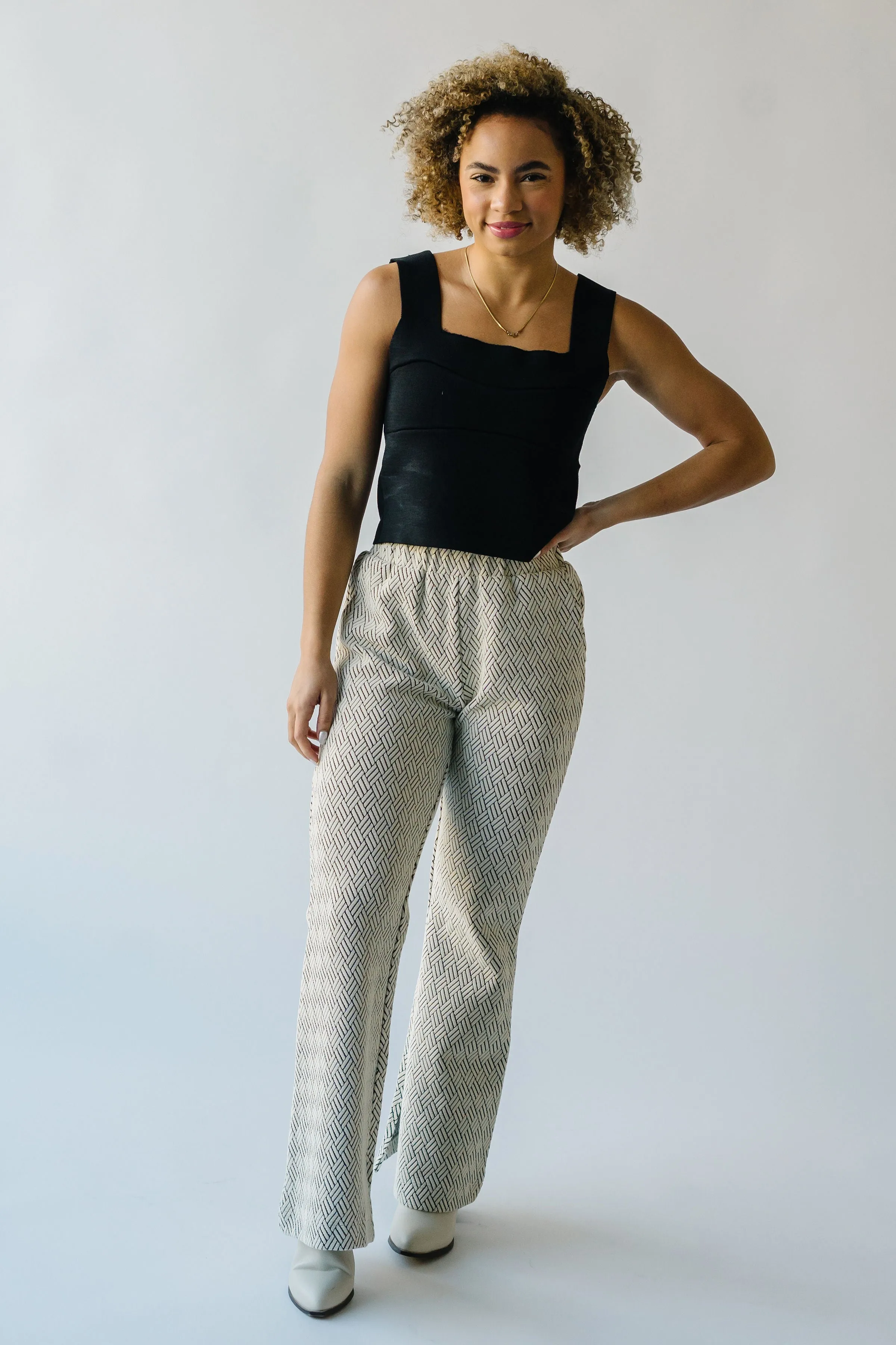 The Pugh Wide Leg Pant in Patterned Grey