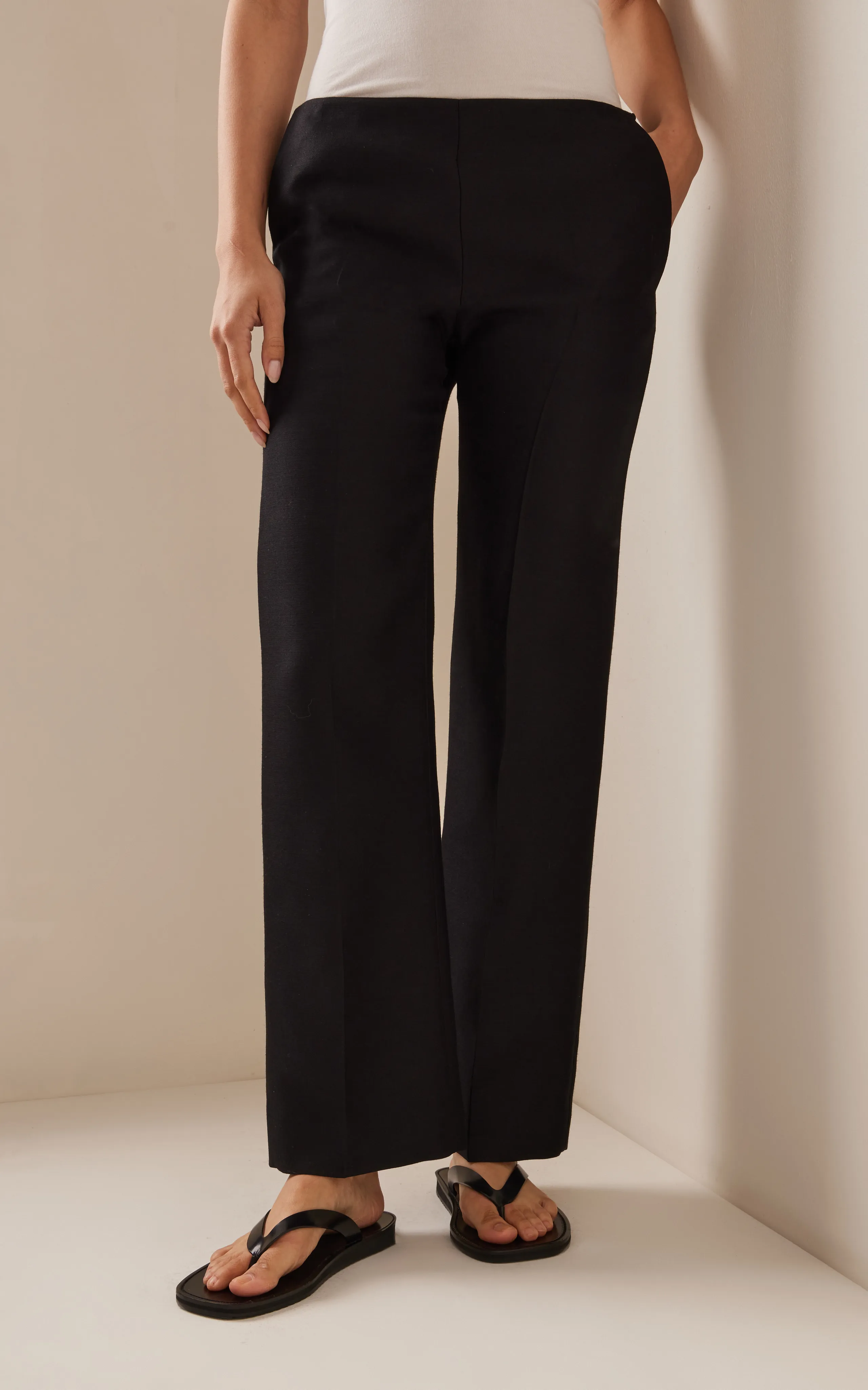 The Row Flame Low-Waisted Wool-Silk Straight-Leg Pants